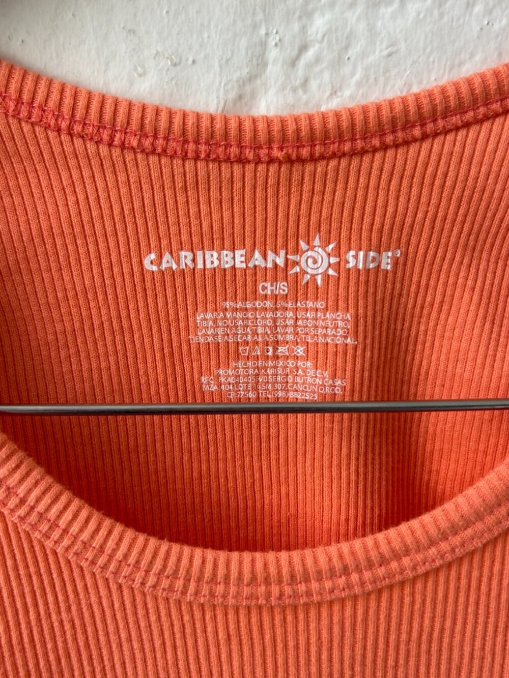 Orange Rhinestone Ribbed Tank XS Y2K Riviera Maya - Picture 9 of 9